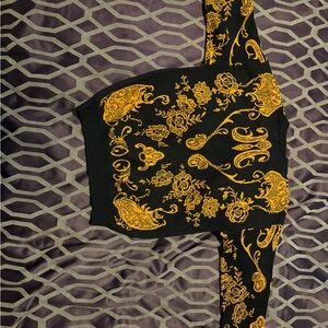 Gucci Black Sweater with Gold Baroque Floral Design